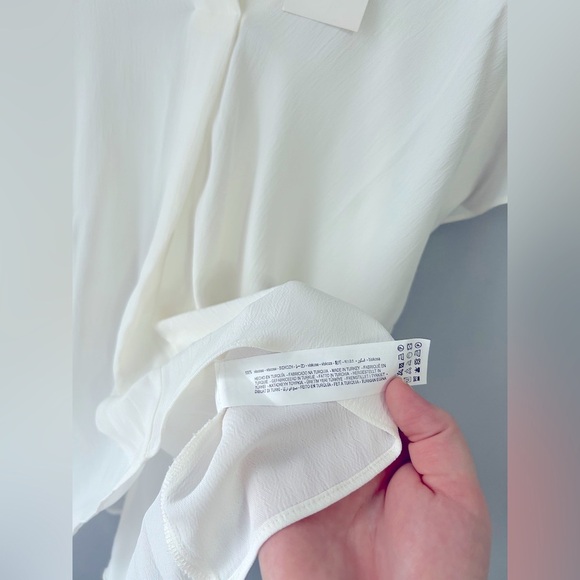 NWT Zara sz small white Dolman Sleeve Tunic Mandarin Collar Blouse - Picture 2 of 7
